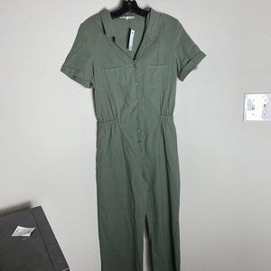 Olive green short sleeve utility jumpsuit NWT